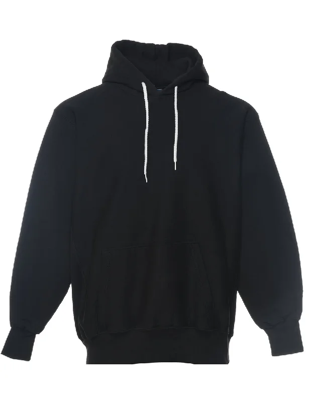 Black Hooded Sweatshirt - L Hoodie with Ribbed Neckline Snug Warm