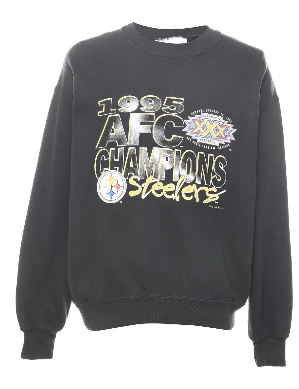 Black NFLP Steelers Sports Sweatshirt - XL Hoodie with Velcro Closure Adjustable Secure