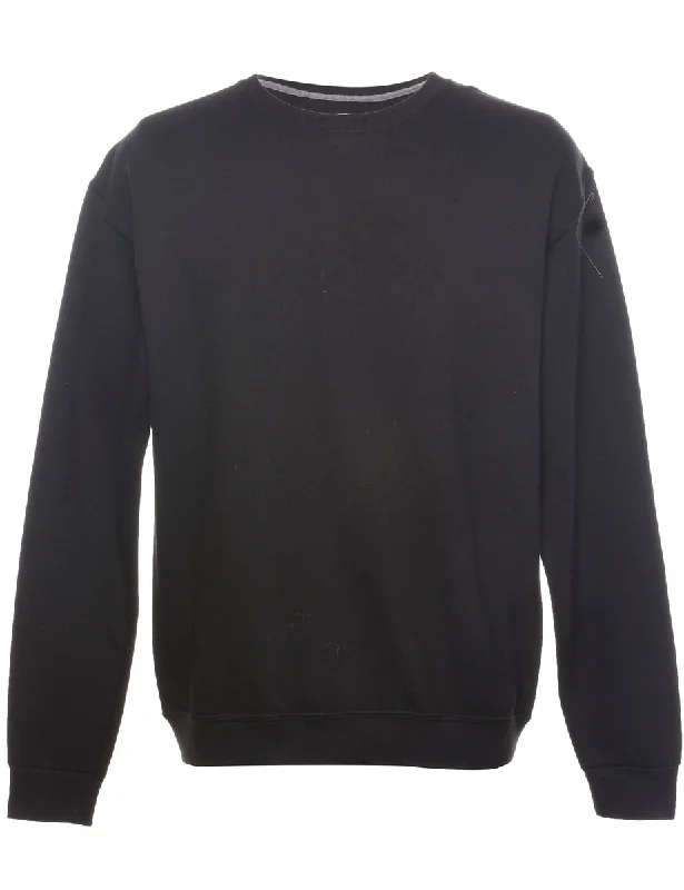 Black Plain Sweatshirt - M Hoodie with Longline Fit Extended Stylish