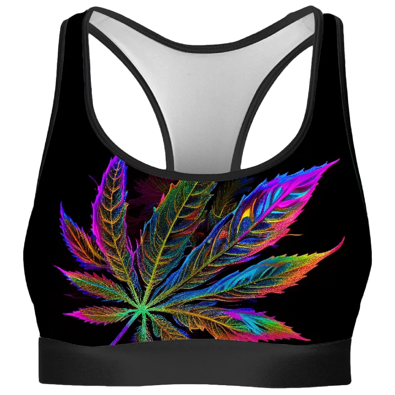 Blacklight Weed Rave Bra Soft Padded Bralette