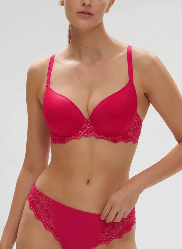 Caresse 3D Spacer Plunge Bra In Teaberry Pink - Simone Perele Comfortable Active Bra