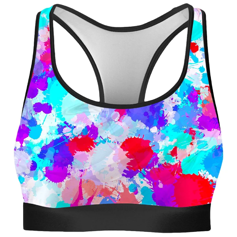 Cherry Frost Paint Splatter Rave Bra Comfortable Fit Bralette