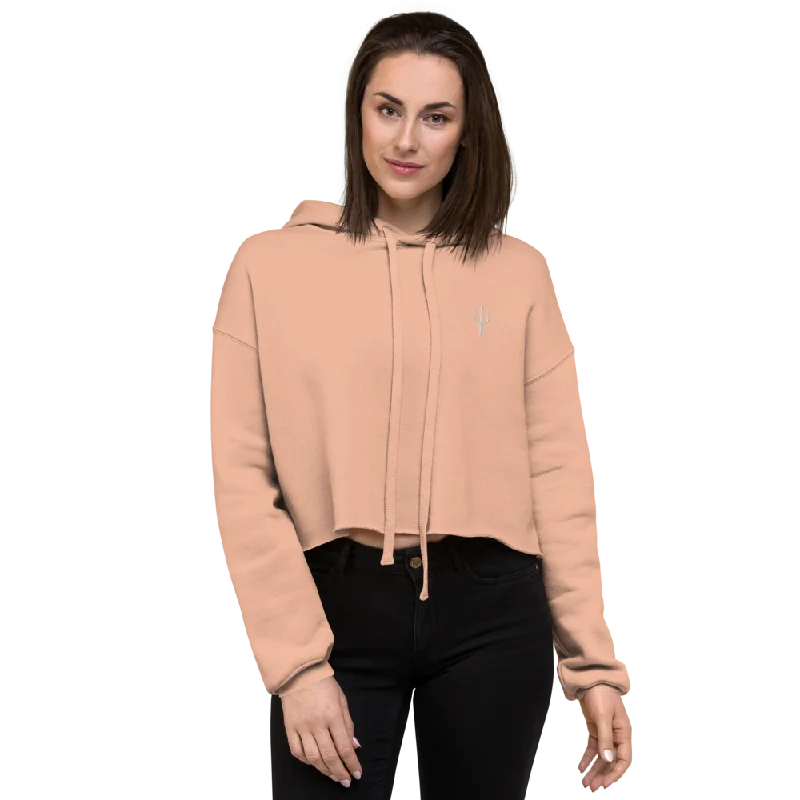 Women's oversized cropped hoodie - Peach Hoodie with Print Artistic Unique