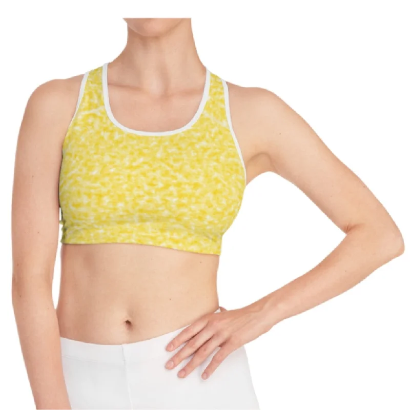 Gold and White Clouds Sports Bra Sports Support Bra