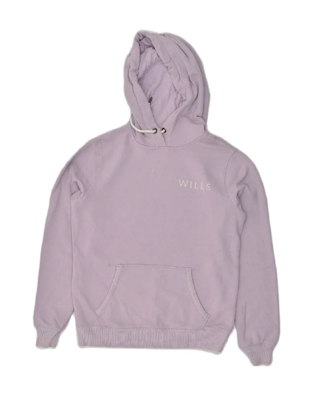 JACK WILLS Womens Graphic Classic Fit Hoodie Jumper UK 10 Small Purple Hoodie with Batwing Sleeves Loose Dramatic