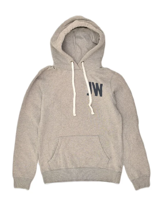 JACK WILLS Womens Graphic Hoodie Jumper UK 8 Small  Grey Cotton Hoodie with Elastic Cuffs Stretchable Comfortable