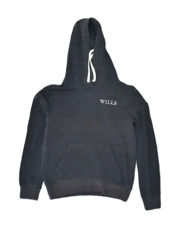 JACK WILLS Womens Hoodie Jumper UK 10 Small Navy Blue Cotton Hoodie Sweatshirt Pullover