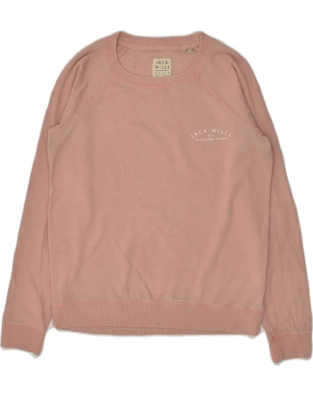 JACK WILLS Womens Sweatshirt Jumper UK 10 Small Beige Hoodie with Exposed Zipper Edgy Industrial