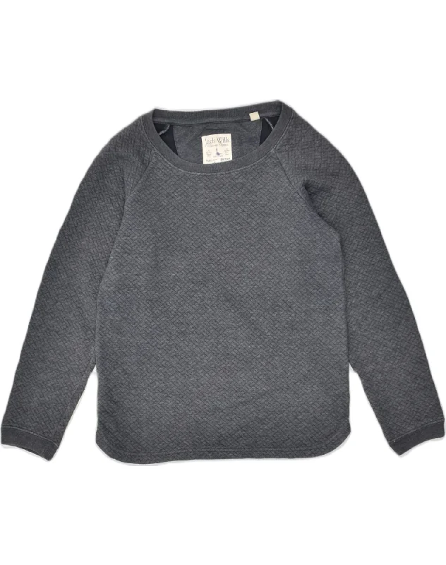 JACK WILLS Womens Sweatshirt Jumper UK 10 Small Grey Cotton Hoodie with Crew Neck Simple Timeless