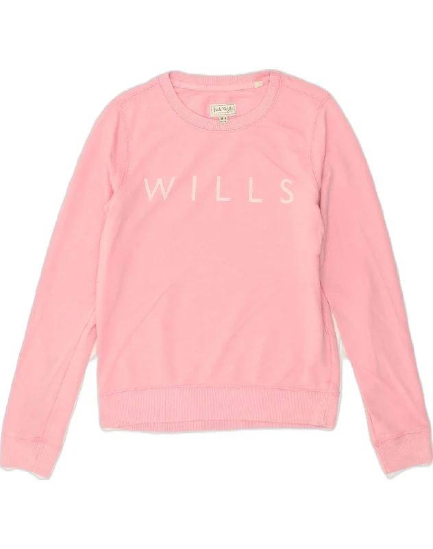 JACK WILLS Womens Sweatshirt Jumper UK 8 Small Pink Cotton Hoodie with Gradient Ombre Colorful