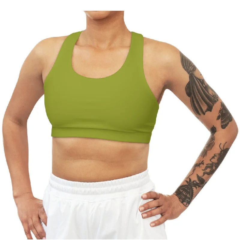 Lime Seamless Sports Bra Lace-Trimmed Bra