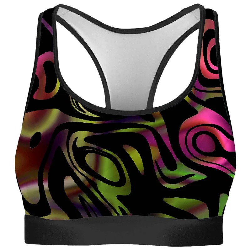 Loopy Abstract Rave Bra Sleek Sports Bra