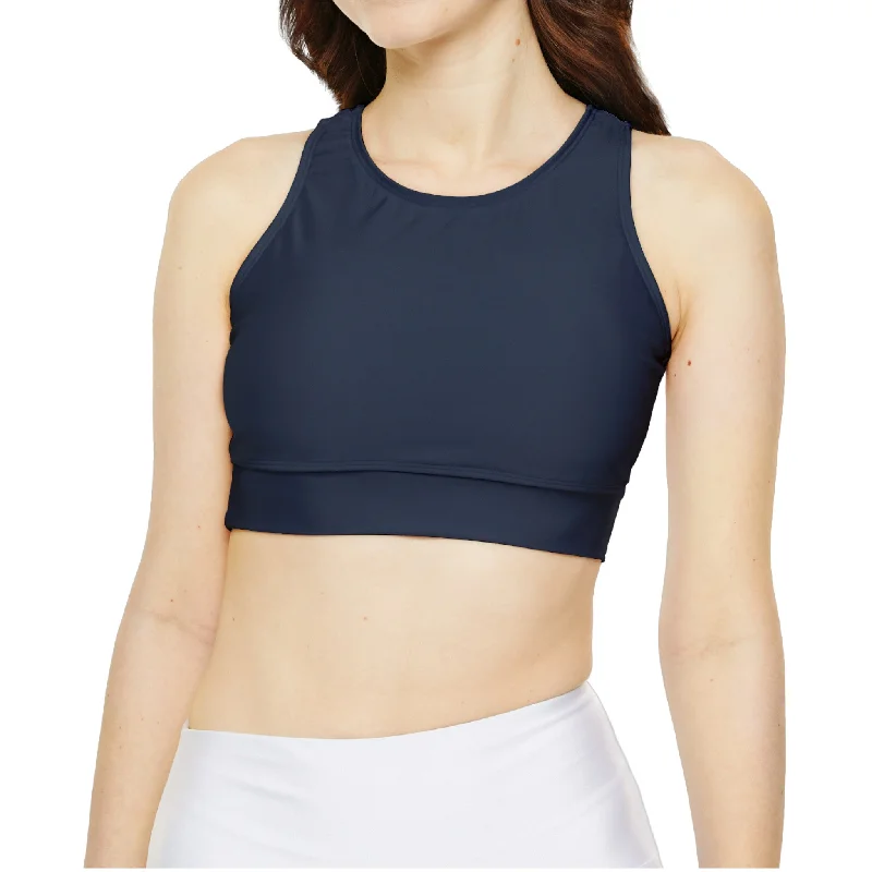 Navy Fully Lined, Padded Sports Bra Floral Lace Bra