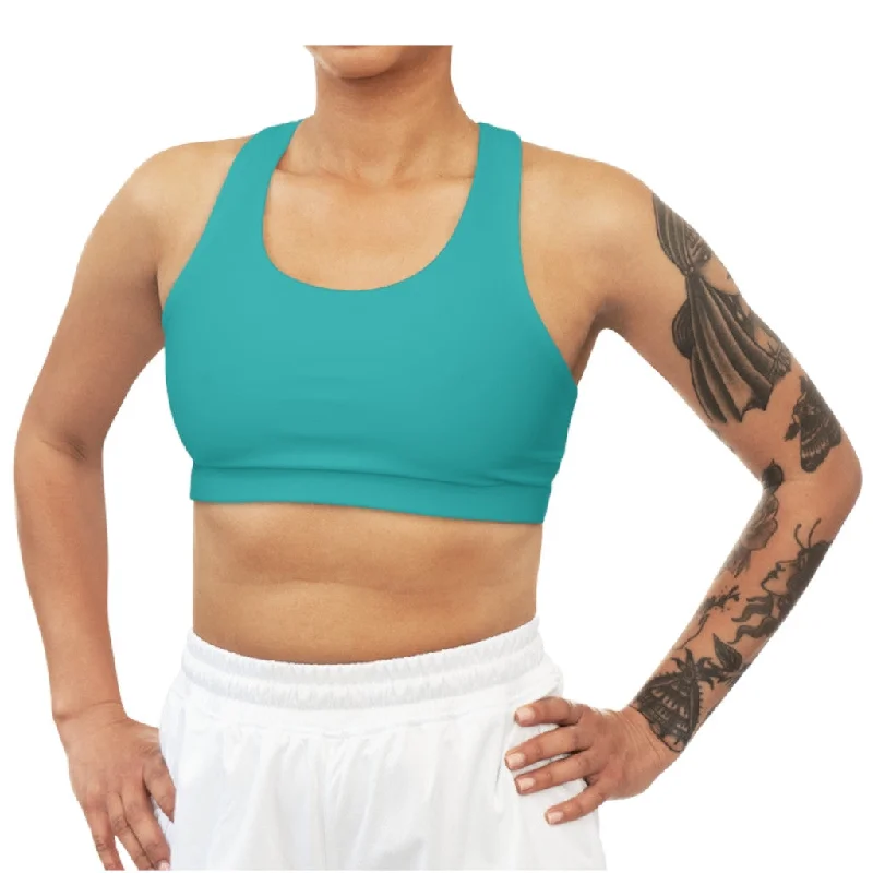 Ocean Blue Seamless Sports Bra Sexy Mesh Bralette