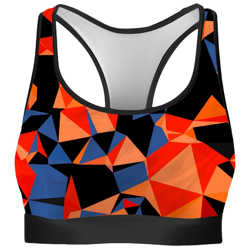 Orange and Black Geo Rave Bra Comfortable Active Bra