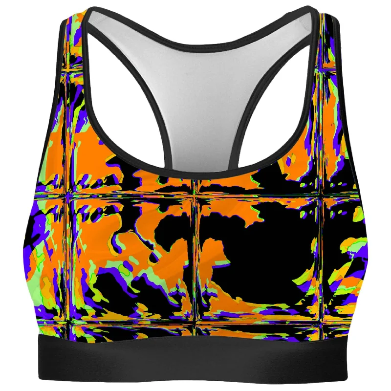 Orange Violet Rave Glitch Rave Bra Adjustable Bra Straps