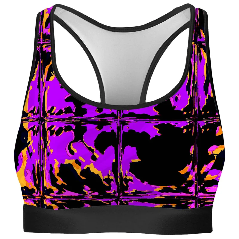 Purple Blackout Rave Glitch Rave Bra Smooth Stretch Bra