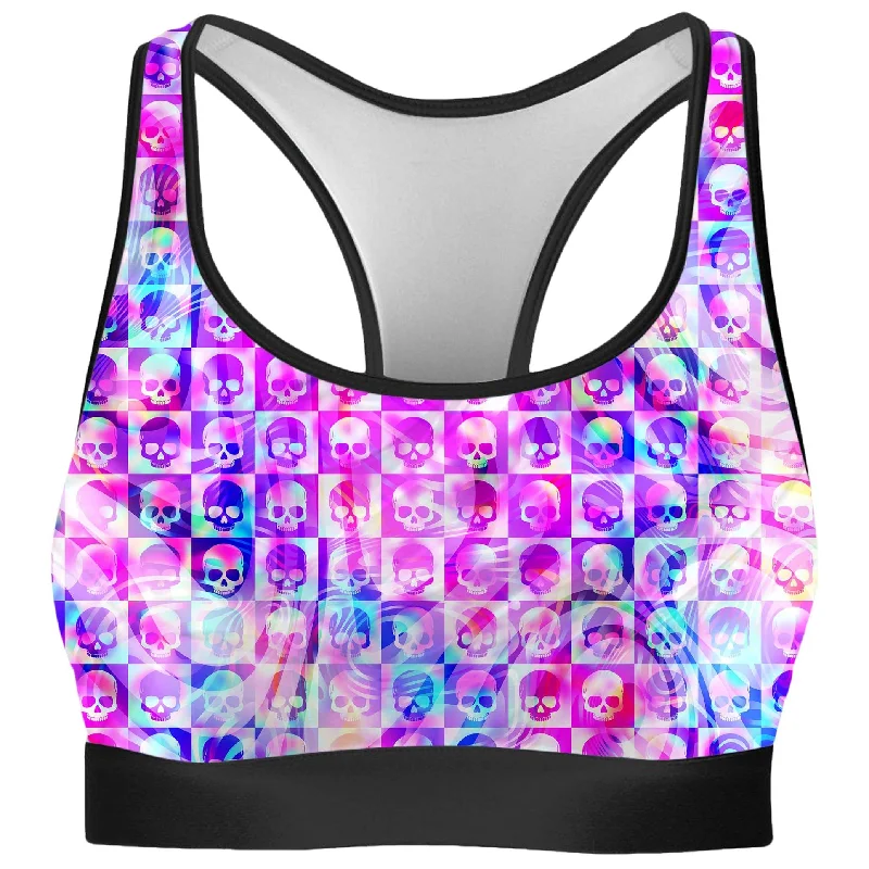 Skull Fam Pink Rave Bra Sporty Wireless Bra