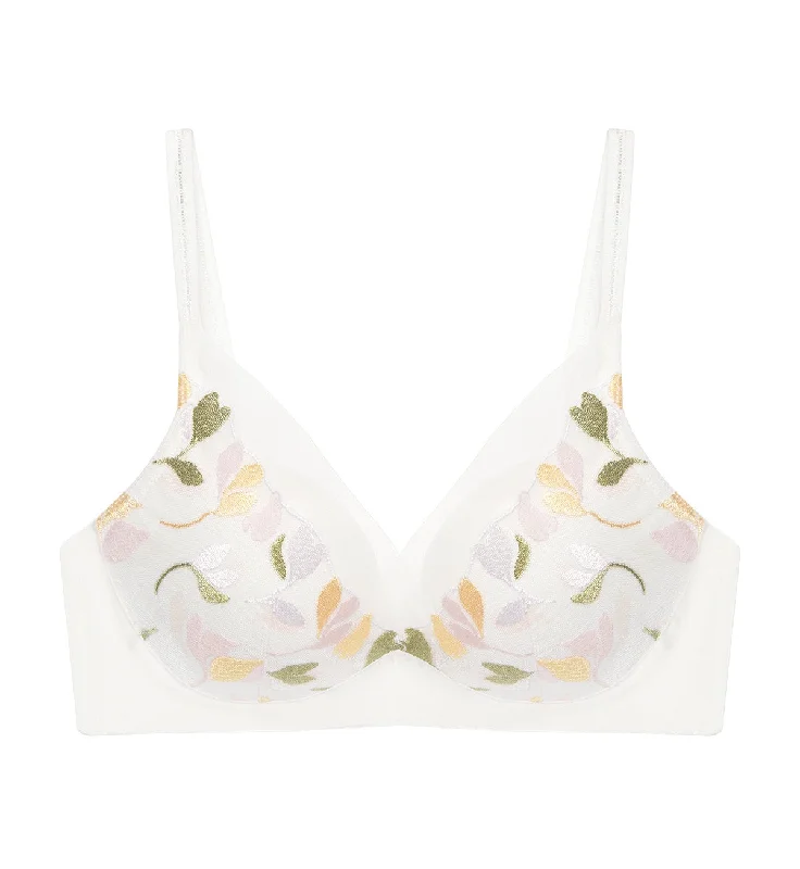 SPRING EMBROIDERY NON-WIRED PADDED BRA Full Coverage Bralette