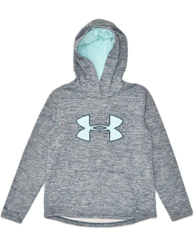 UNDER ARMOUR Womens Graphic Hoodie Jumper UK 6 XS Grey Polyester Hoodie with Earth Tones Natural Calm