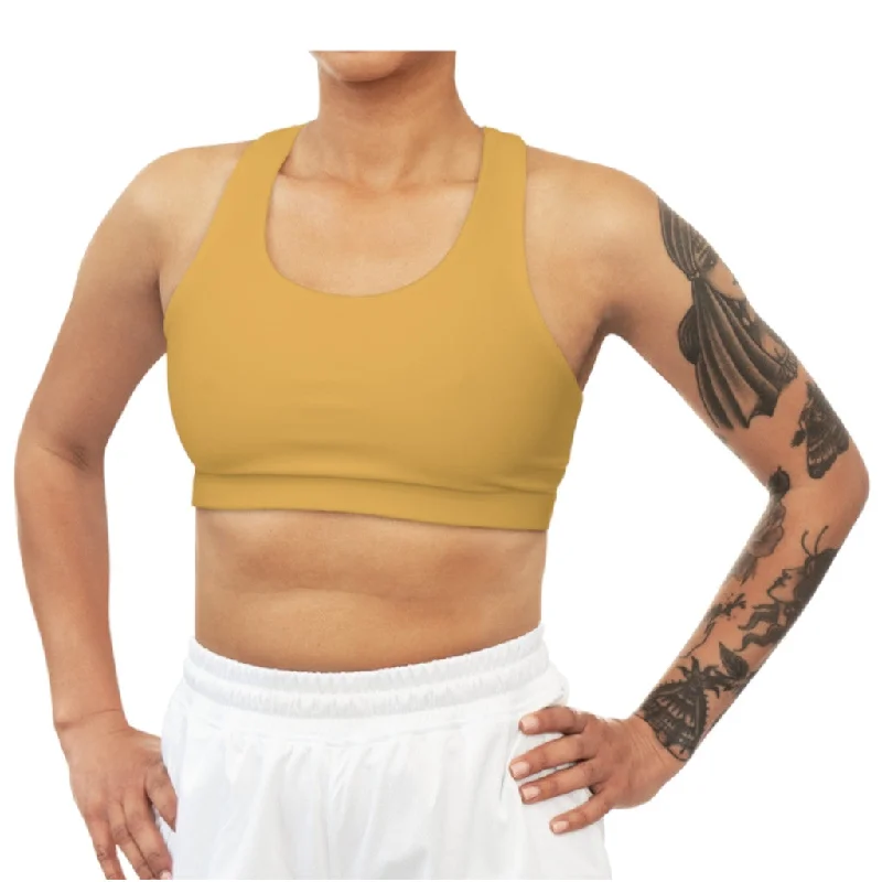 Yellow Seamless Sports Bra Breathable Full Coverage