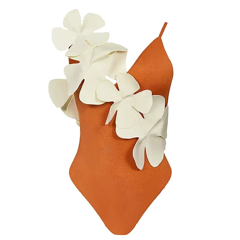 2023 New One Piece Swimsuit Female Sexy Floral Lace Up Swimwear Women Solid Bathing Suit Summer Beachwear Ruffle Swimming Suit Summer Ready Swimsuit