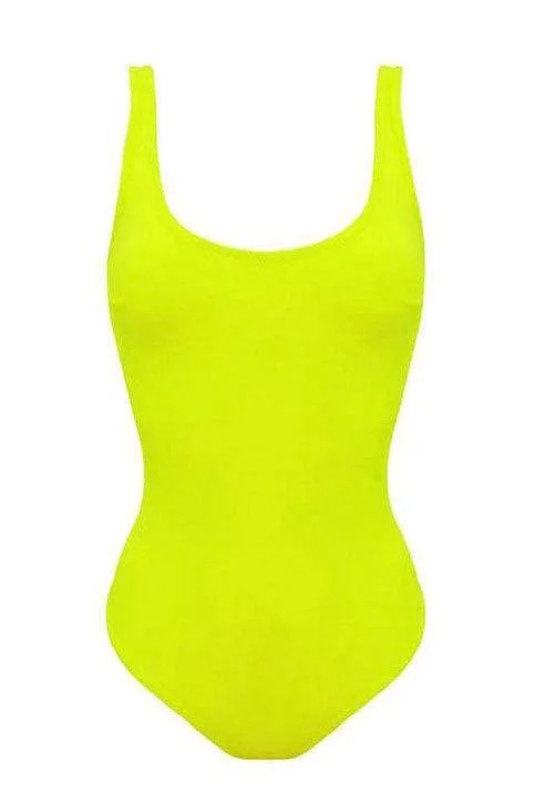 Malibu Neon yellow swimsuit Floral Bikini Top