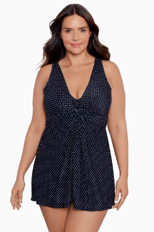 Plus Size Pin Point Marais One Piece Swim Dress Bold High-Cut Bikini