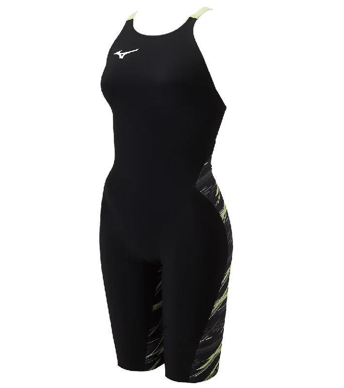 Mizuno Women's GX-Sonic Neo Streamline (SL) Technical Swimsuit Black-Green Full Coverage Swimsuit