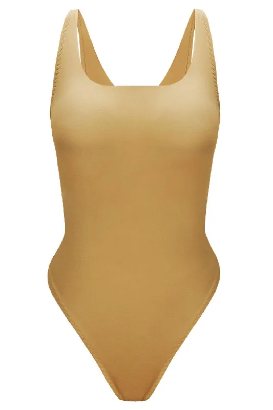 Symmetria Golden Beige swimsuit Tropical Print One-Piece