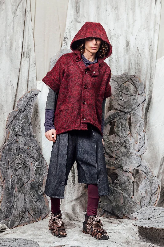 AW24 KAMAJI HOOD JACKET - GARNET Nylon Fabric Polyester Fabric Spandex Fabric