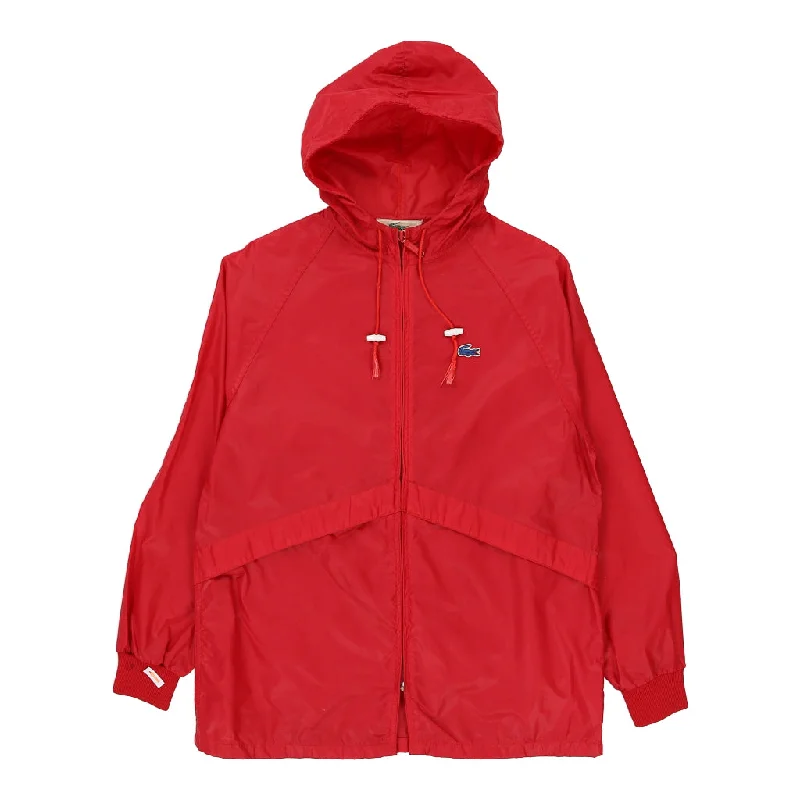 Lacoste Jacket - Small Red Nylon Hoodie Zip-Up Jacket Button-Up Jacket