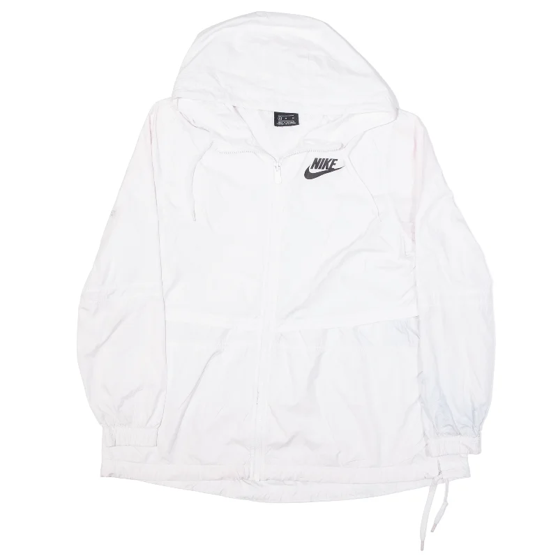 NIKE Windbreaker Jacket White Womens M Zippered Jacket Buttoned Jacket Snapped Jacket