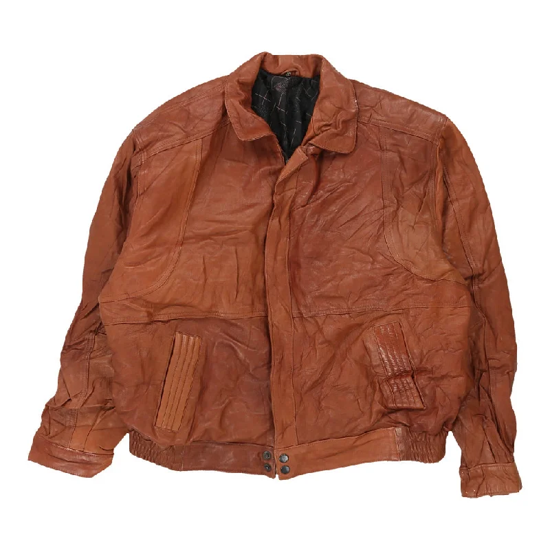 Unbranded Leather Jacket - Large Brown Leather Cotton Jacket Linen Jacket Terry Jacket