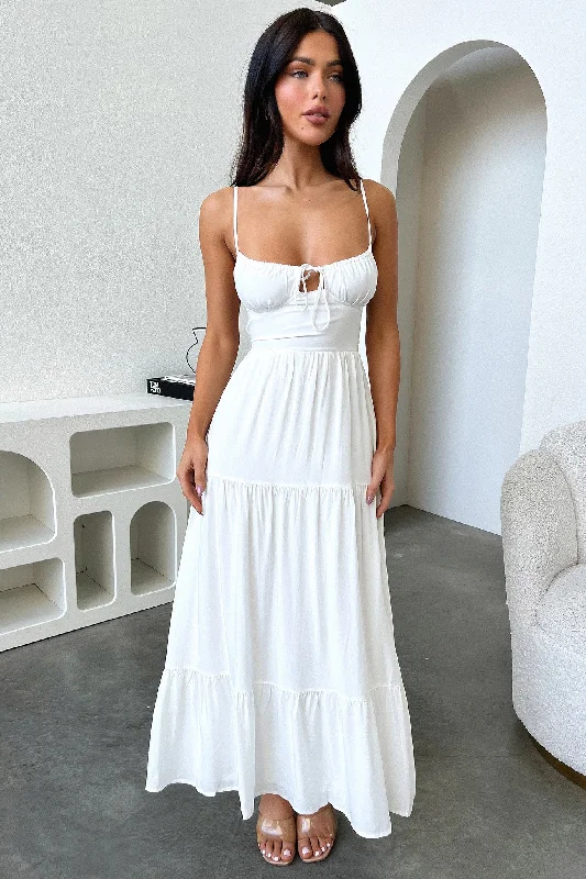 Allie Maxi Dress - White Comfortable Bohemian Maxi Dress