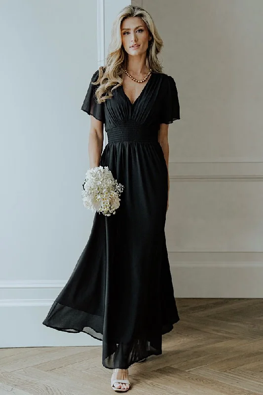 Birdie Maxi Dress | Black Elegant Floral Maxi Dress