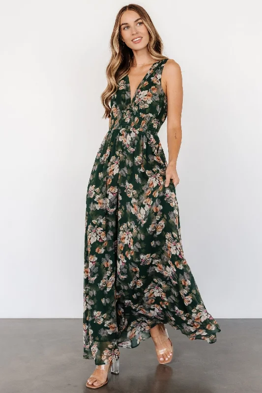 Imogen Maxi Dress | Deep Green Multi Elegant Lace Maxi Dress