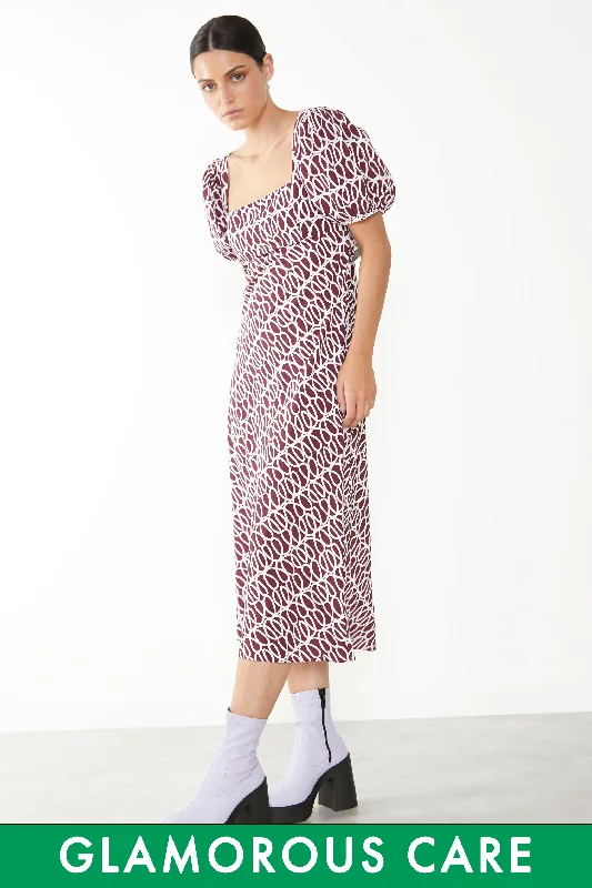 Glamorous Short Puff Sleeve Maxi Dress with Tie Back Detail Cozy Cold-Shoulder Maxi Dress