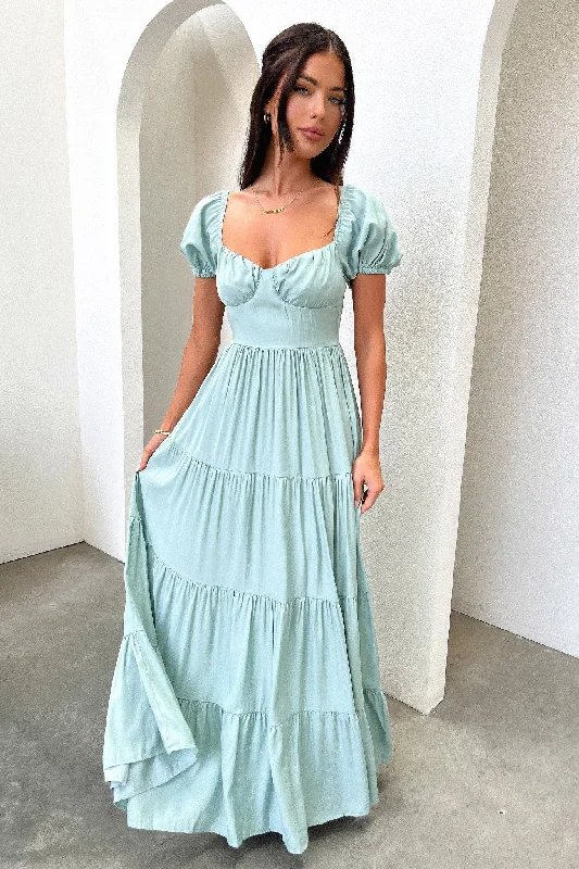 Levona Maxi Dress - Sage Elegant Wraparound Maxi Dress