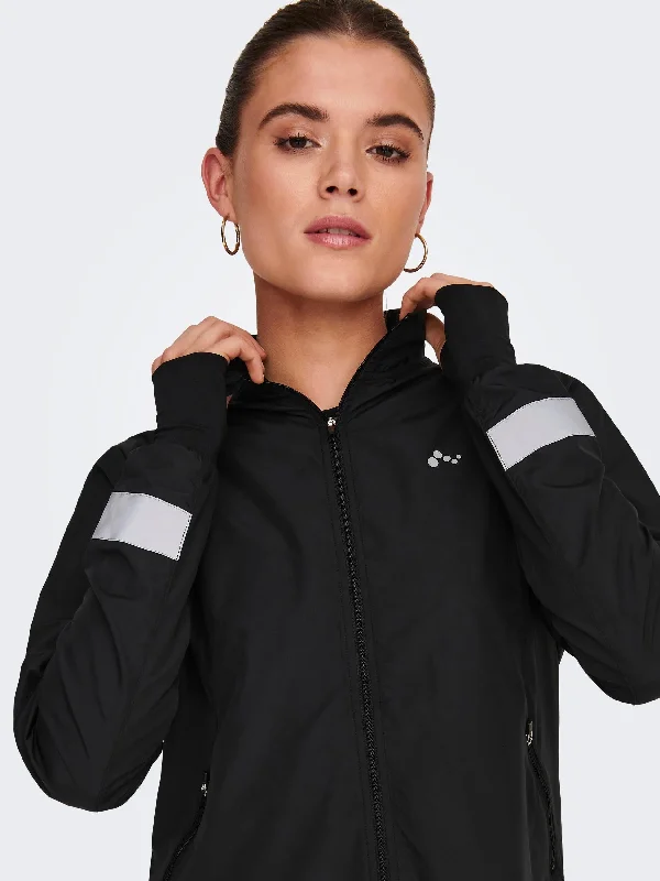 Only Play MILA Running Jacket-BLACK Hooded Jacket Caped Jacket Shawl Collar Jacket