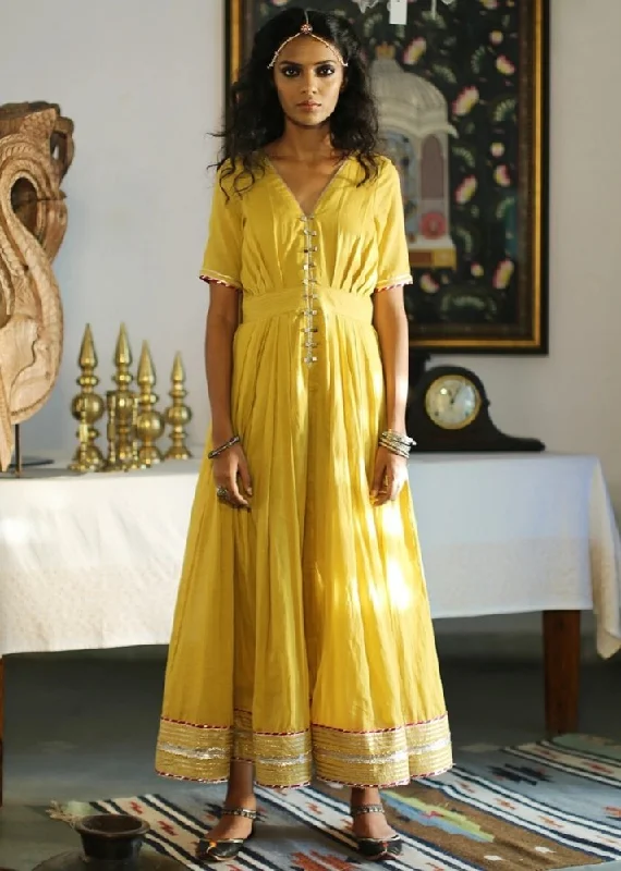 Ornamental yellow maxi dress Trendy Off-Shoulder Ruffle Maxi Dress