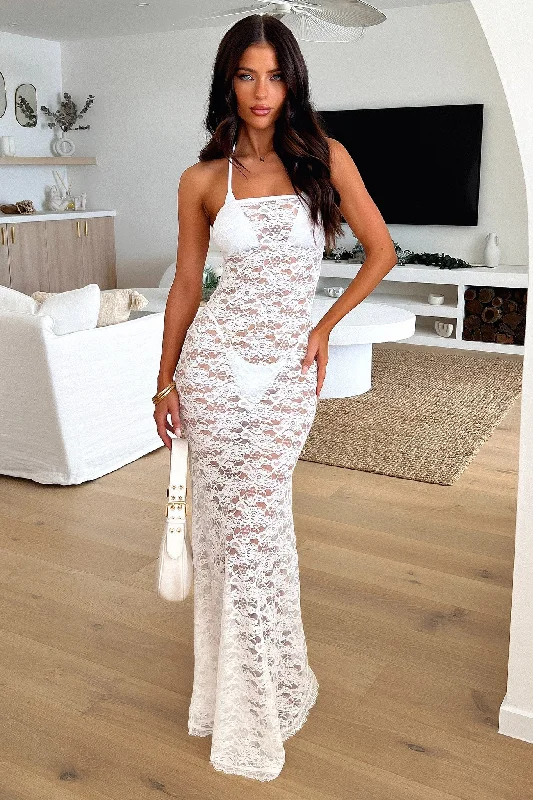 Veradi Maxi Dress - White Elegant Maxi Dress with Belt