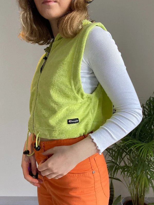 Vintage Champion Lime Green Jacket (XS) Welt Pockets Slit Pockets Flap Pockets