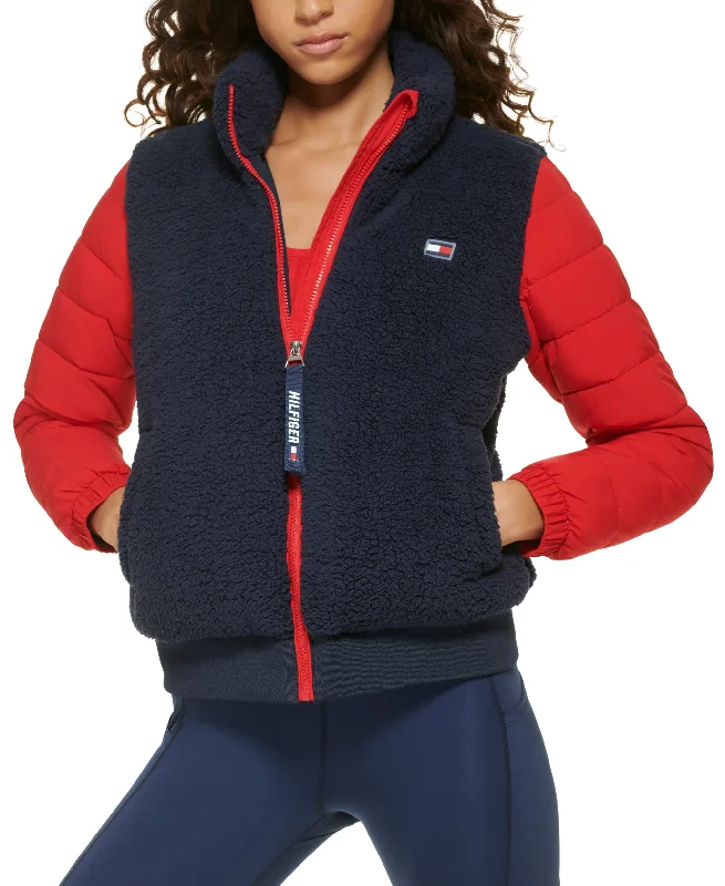 Women's Active Full-Zip Cropped Jacket Vest Fleece Jacket Down Jacket Parka