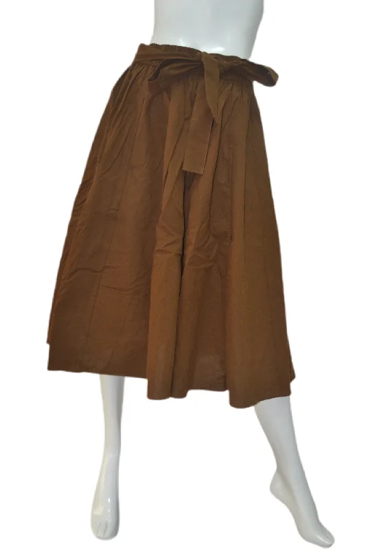 Brown Midi/Calf Length Skirt corduroy skirt durable