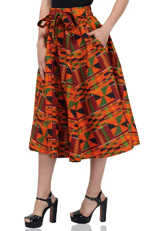 Kente Midi/Calf Length Skirt chiffon skirt airy