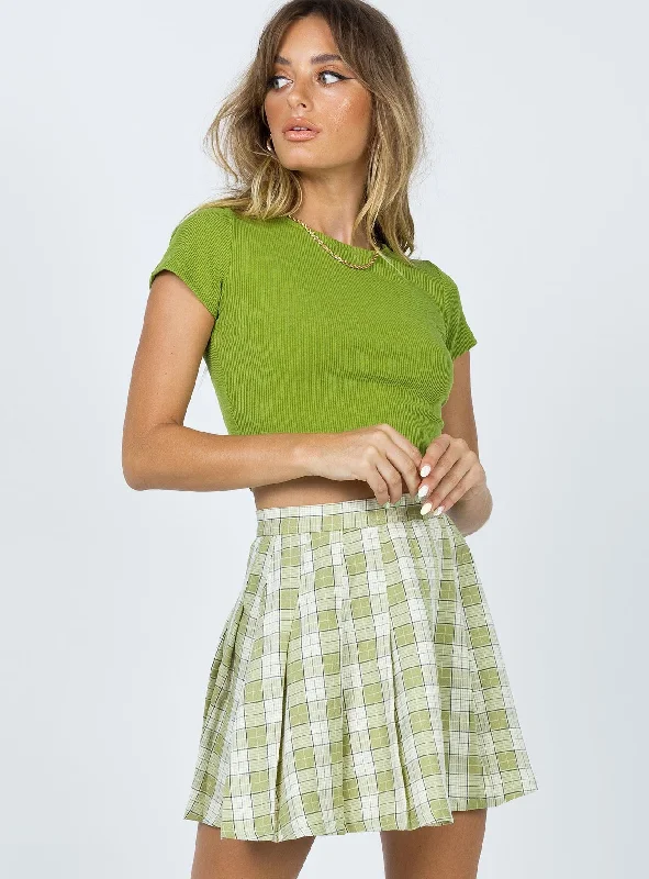 Carrie Mini Skirt Green wool skirt warm