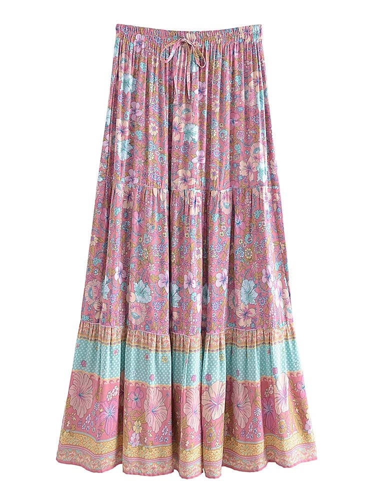 CLOVER Midi Skirt - Pink silk skirt sleek