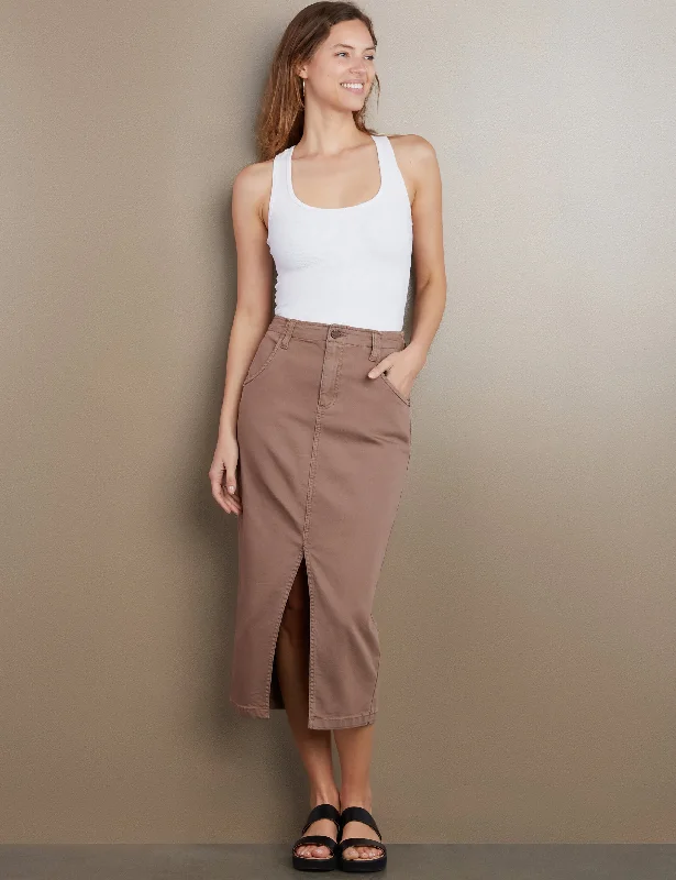 Daily Slit Denim Midi Skirt leather skirt modern