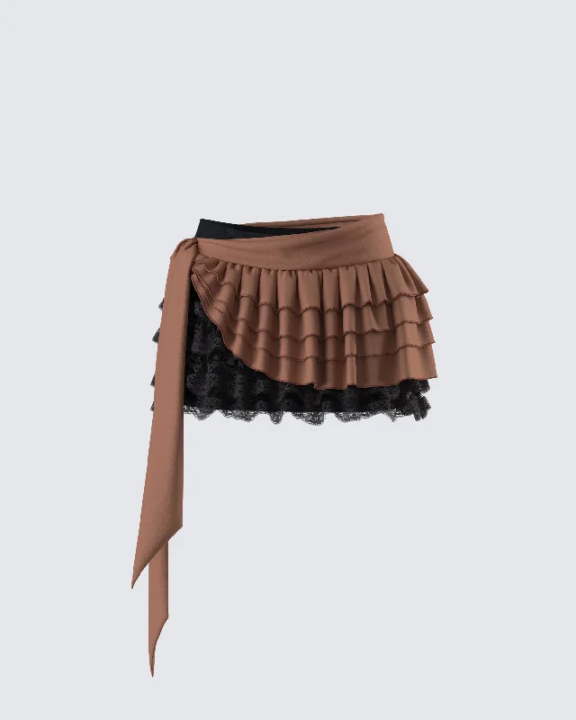 Dovie Multi Ruffle Layered Skirt cashmere skirt plush